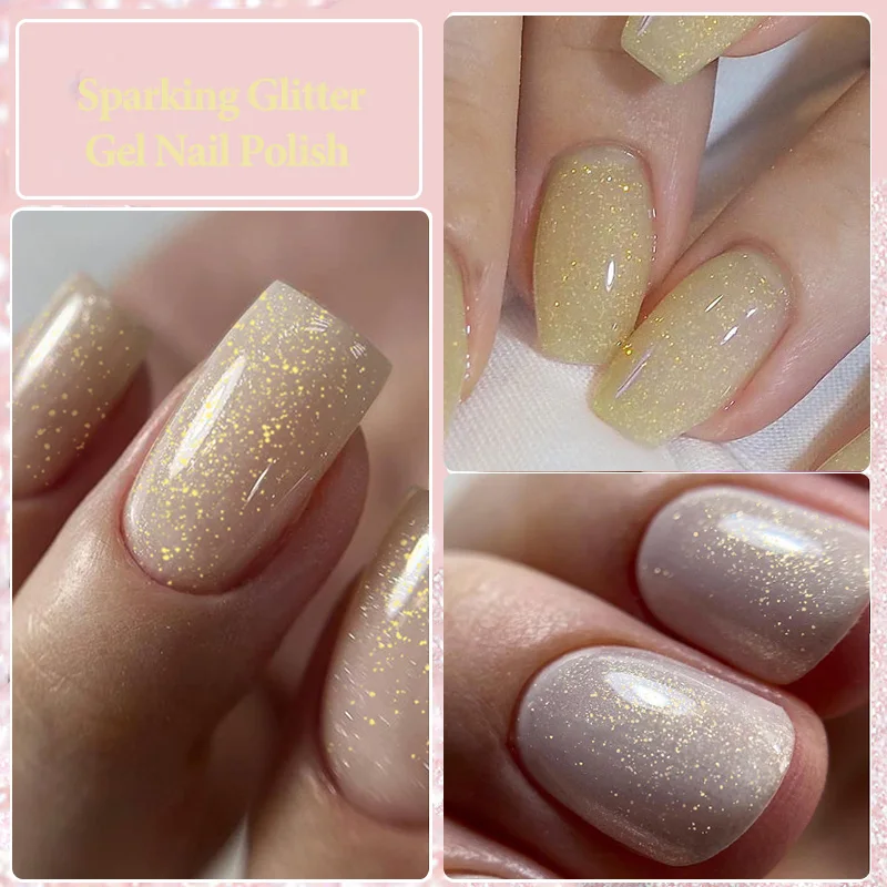 LILYCUTE 7ML Champagne Gold Glitter Gel Nail Polish 184 Colors Bright Colorful Sparking Manicure Nail Art UV Gel Polish Varnish