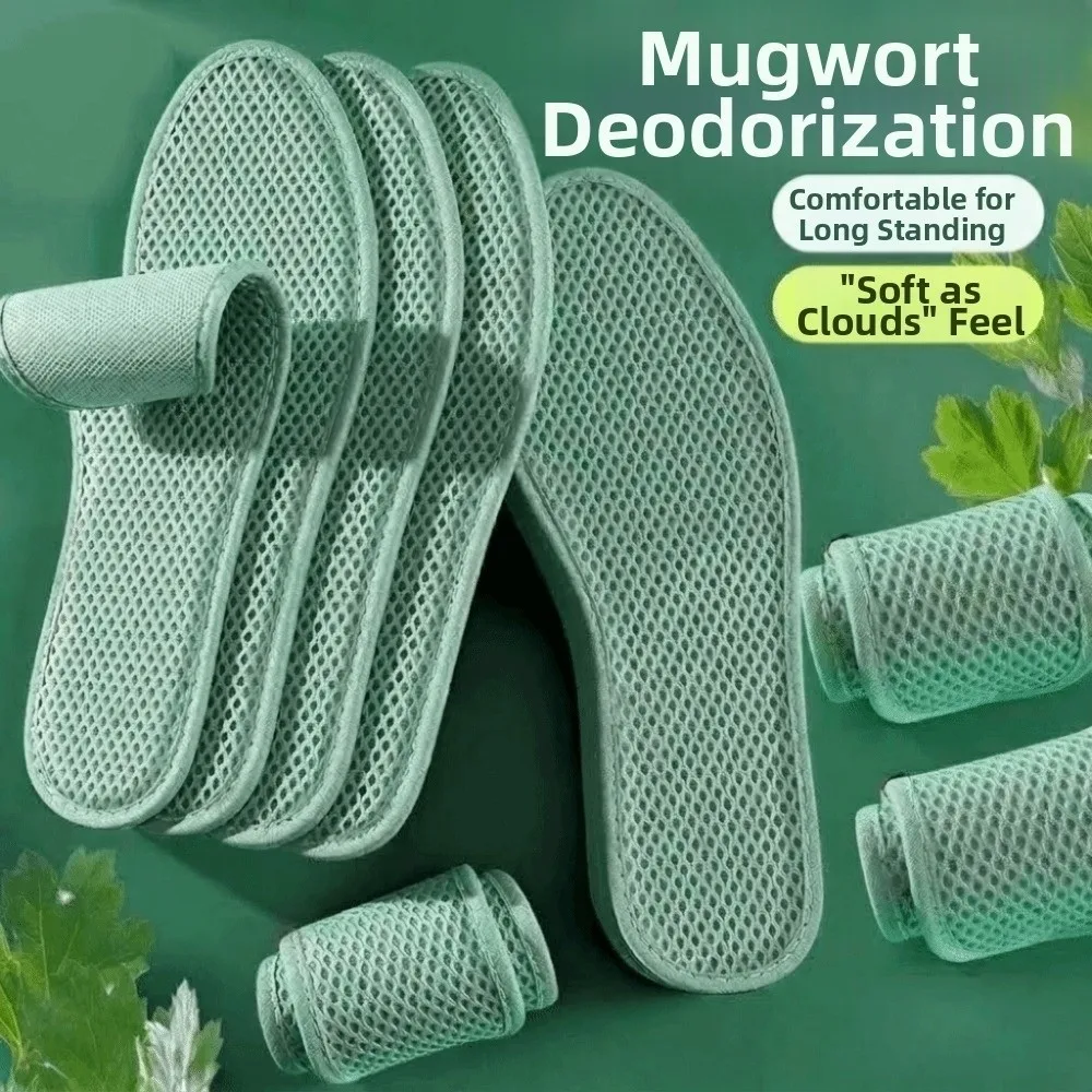 10 Pairs Elastic Mesh Bamboo Charcoal Insoles Cushioned Washable Anti-Odor Insoles Breathable Cotton Material