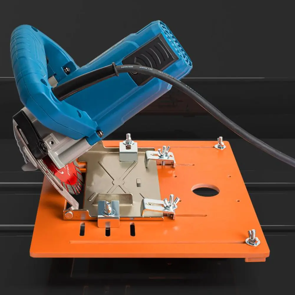

Phenolic Saw Base for 4 Inch Circular Saws Supporting Chamfering and Bevel Cutting in Woodworking Without Drilling Required
