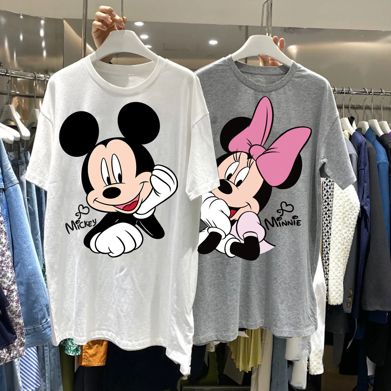 

Women's Tshirt Summer Mickey Mouse Korean Loose Half-sleeved Summer Oversized Tshirt Harajuku Clothes Men Kawaii Clothes