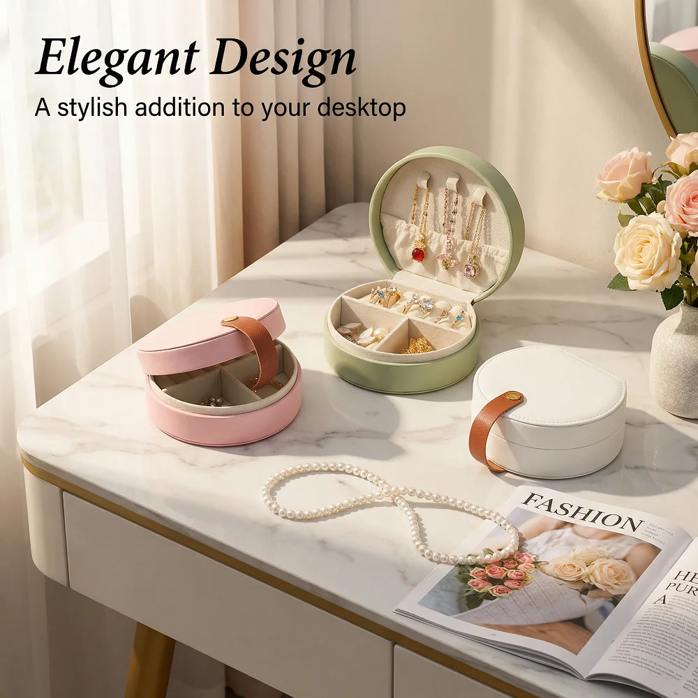 

1 Pcs Mini Jewelry Box Leather Storage Organizer Display Travel Jewelry Case Boxes Earrings Necklace Ring Portable Handbag