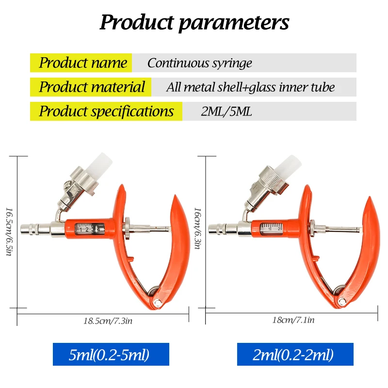 High Precision Metal Continuous Syringe Pig Chicken Vial Syringe Sheep Syringe Vaccine Syringe Veterinary Equipment