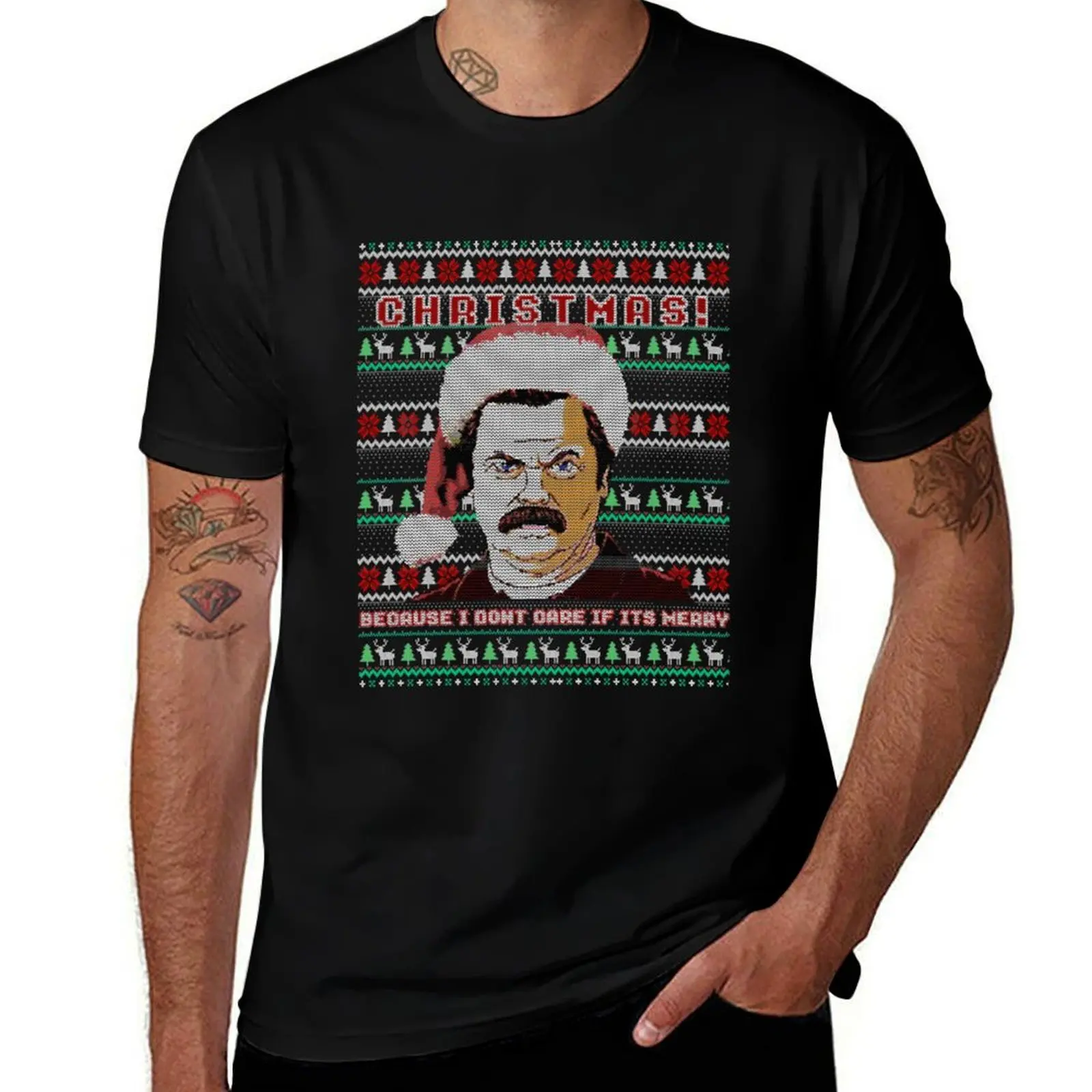 

Ron Swanson Christmas - funny ugly sweater T-Shirt essential t shirt t shirts for man cotton funny T-shirt