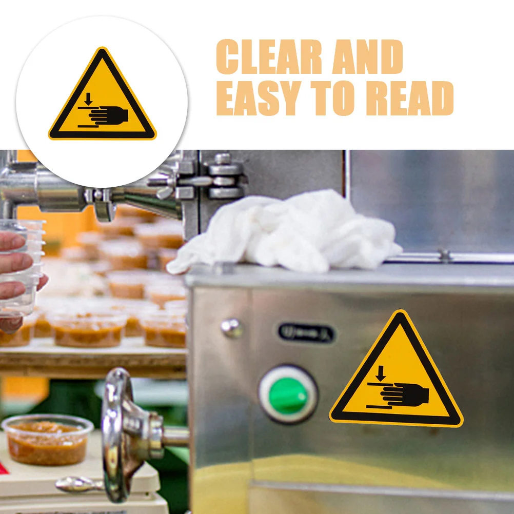 8 PCS High Adhesion Safety Warning Labels Clear Caution Signs For Hand Crushing Stickers Industrial Equipment Self Adhesive