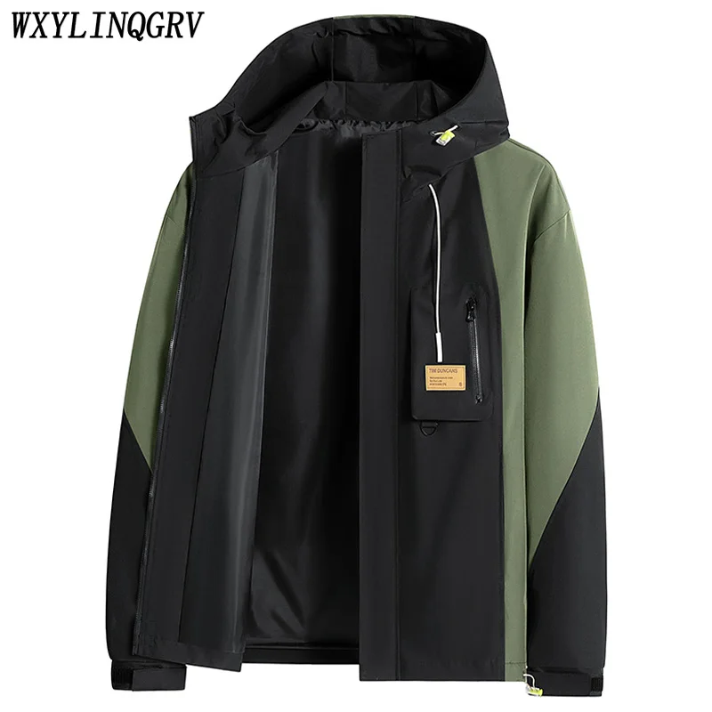 

2023 Men Fashion Casual Spring Windproof Hooded Jackets Coat Men Plus Size 9XL Autumn Outdoor Waterproof Large Size Men Jackets