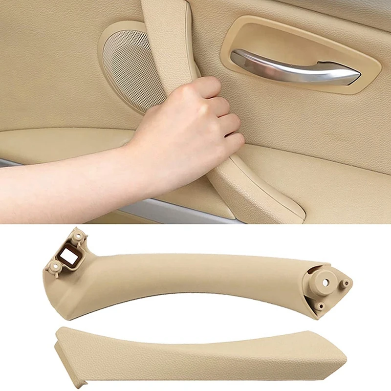 Car Right Side Beige Inner+Outer Door Panel Handle Pull Trim Cover For-BMW E90 E91 328I 335I 328Xi 335Xi Accessories