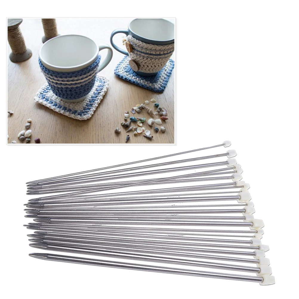 TEHAUX 11 زوجًا من إبر الحياكة المعدنية، خطافات كروشيه تونسية، أدوات النسيج المستقيمة للحرف اليدوية، مجموعة أدوات صنع السجاد