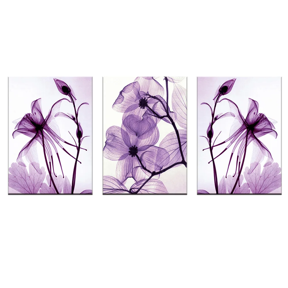 Diamond Painting Flower Full Square Diamond Embroidery, Purple Lily Rhinestone Picture, Mosaic Crafts, Home Decoration, 3Pcs