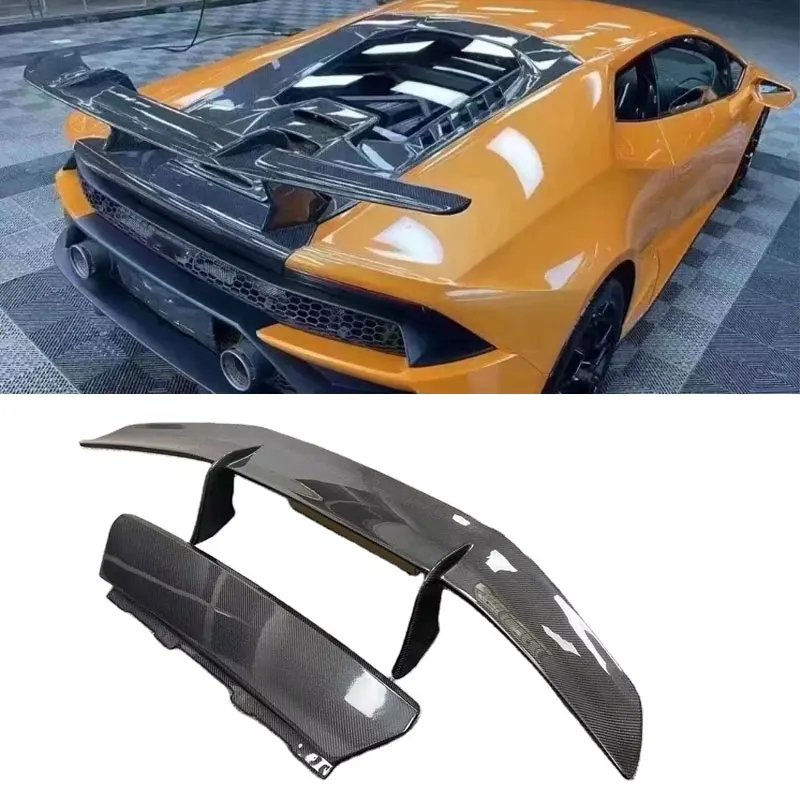 Real Carbon Fiber Rear Wing Spoiler For Lamborghini Huracan LP580 LP610 EV0 2014 -2020 Rear Trunk Spoiler Tail Fins Body Kits