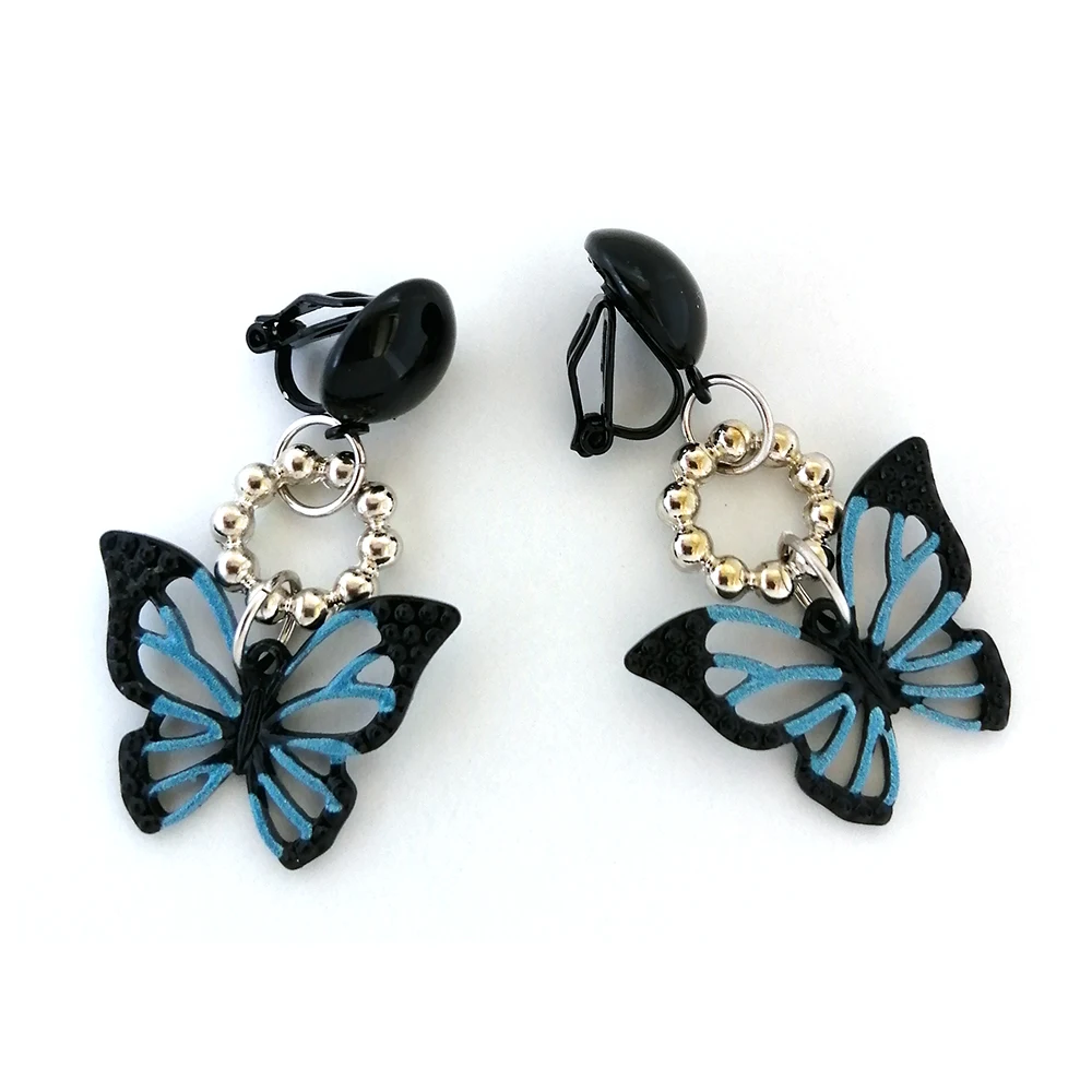 Black Butterfly Earrings No Hole Ear Clips Butterfly Clip Earring Without Piercing Minimalist Earrings Jewelry CEjA083