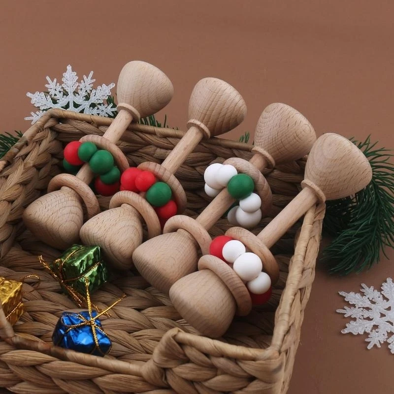 놀이를위한 나무 아기 딸랑이 그립 아기 젖니가 남 장난감 청각 감각 자극 간호 선물 Boho 스타일 0-12 개월 15UB