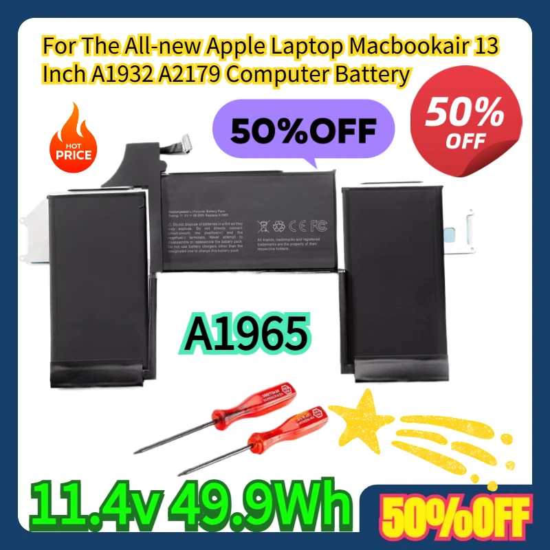 

For The All-new Apple Laptop Macbookair 13 Inch A1932 A2179 Computer A1965 Battery 11.4v 49.9Wh