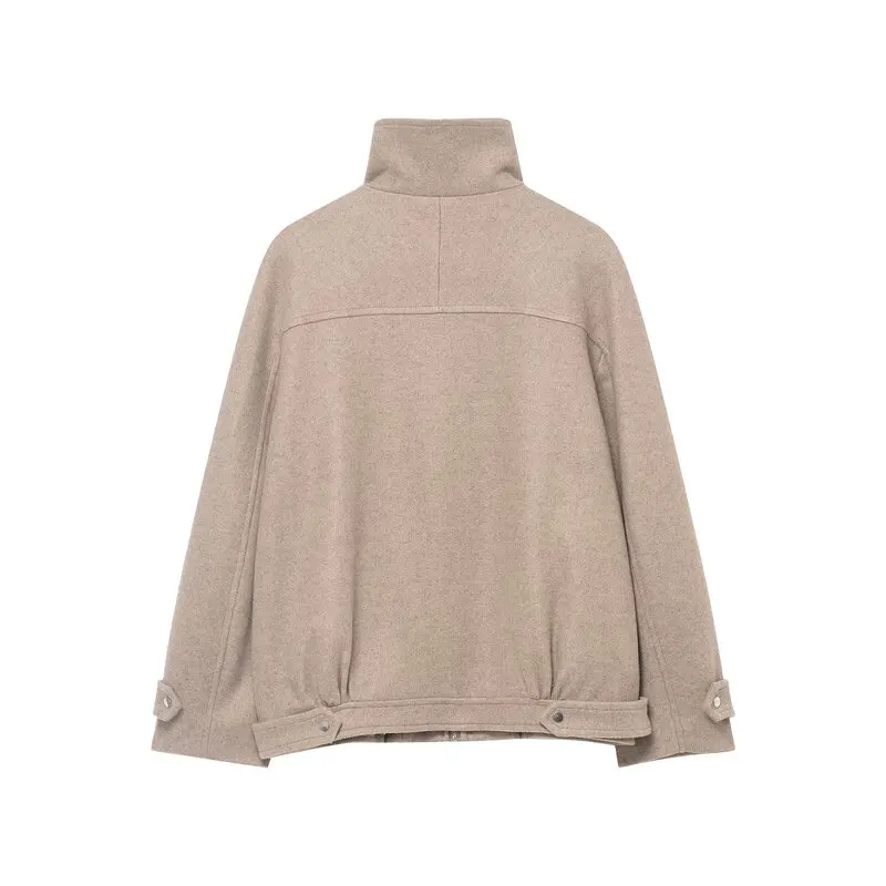 شتاء 2025 ملابس خارجية نسائية طويلة Sve Pilot Jaet بياقة واقفة متعددة الاستخدامات وصلت حديثًا معطف صوفي أنيق 938634 #2