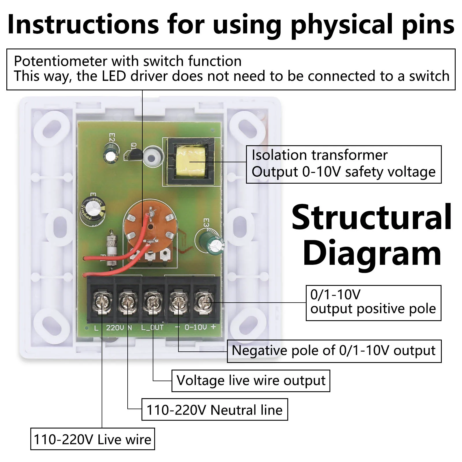 DC0-10V Controller regolabile Dimmer interruttore della luce manopola rotante AC110/220V LED interruttori a parete dimmerabili interruttori Standard