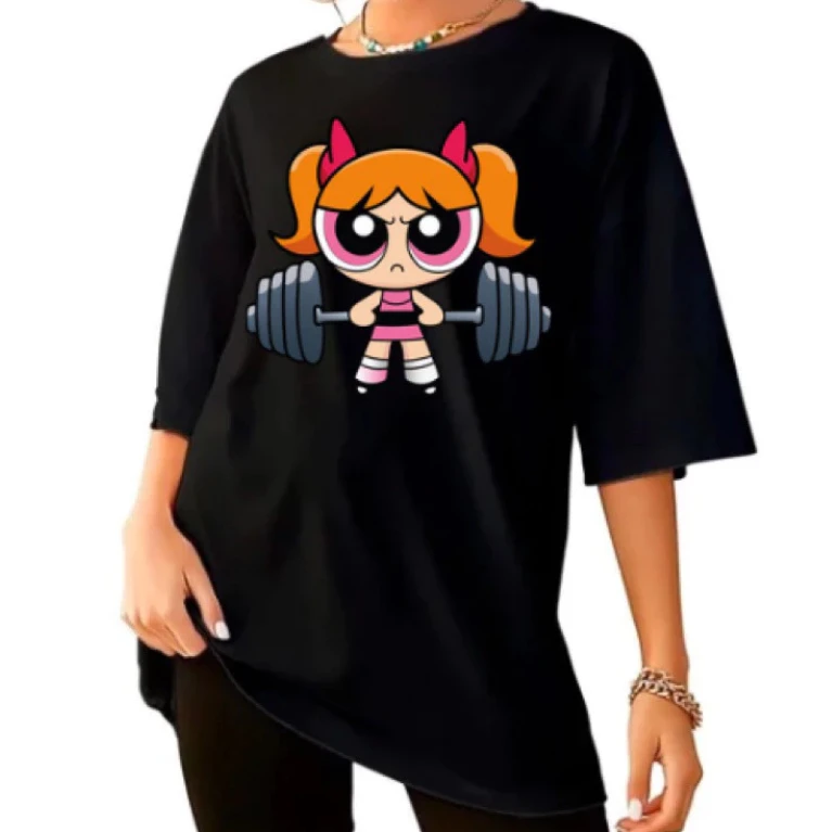 Girls Super Powerful Blouse Training Printed Women's T-shirt Casual Streetwear Tops Academy Gym Fitness Summer Women's Clothing