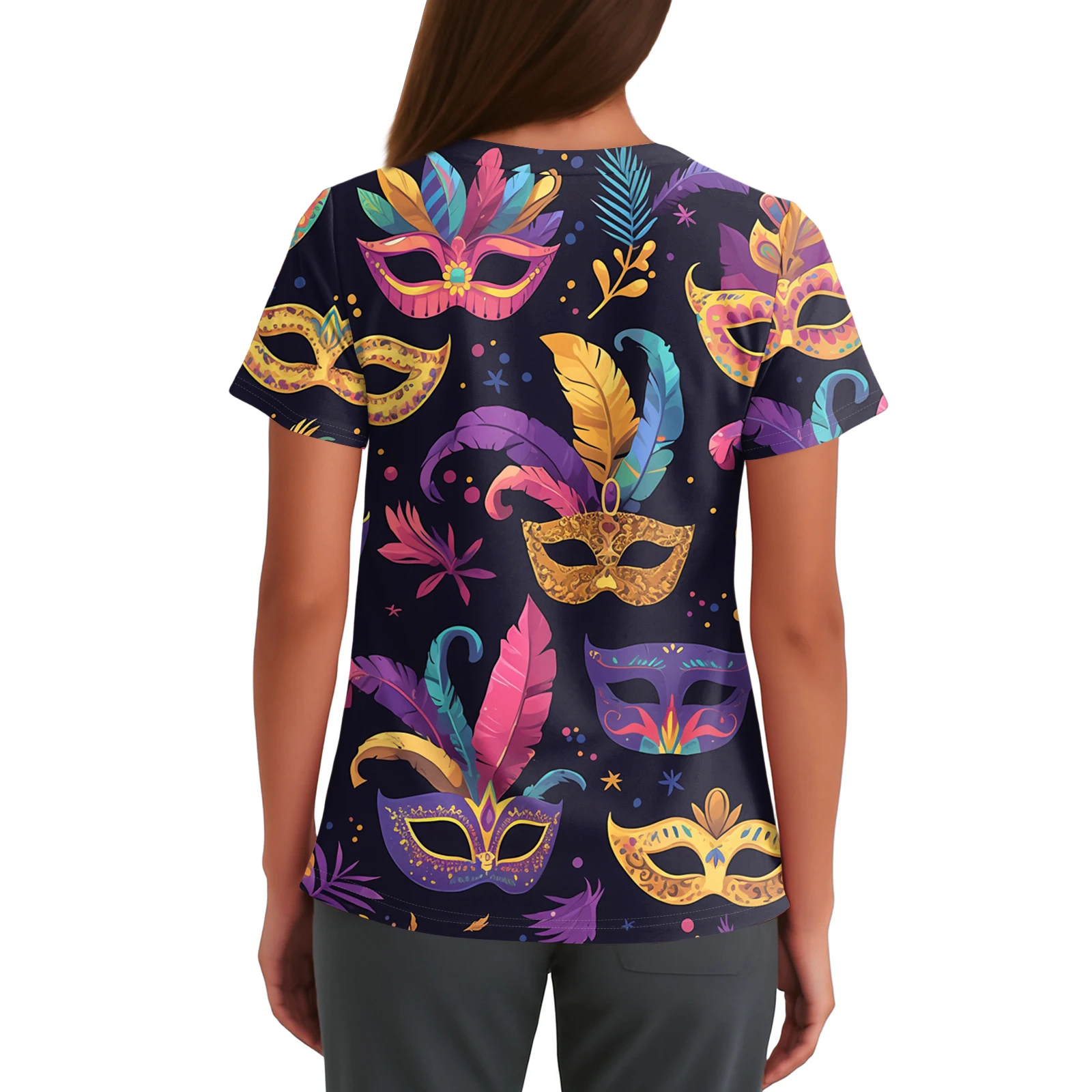 Carnaval Verpleegster Uniformen Gepersonaliseerde Veelzijdige V-hals Bedrukte T-shirts Damesmode Trui Basic Korte Mouwen Tops Casual