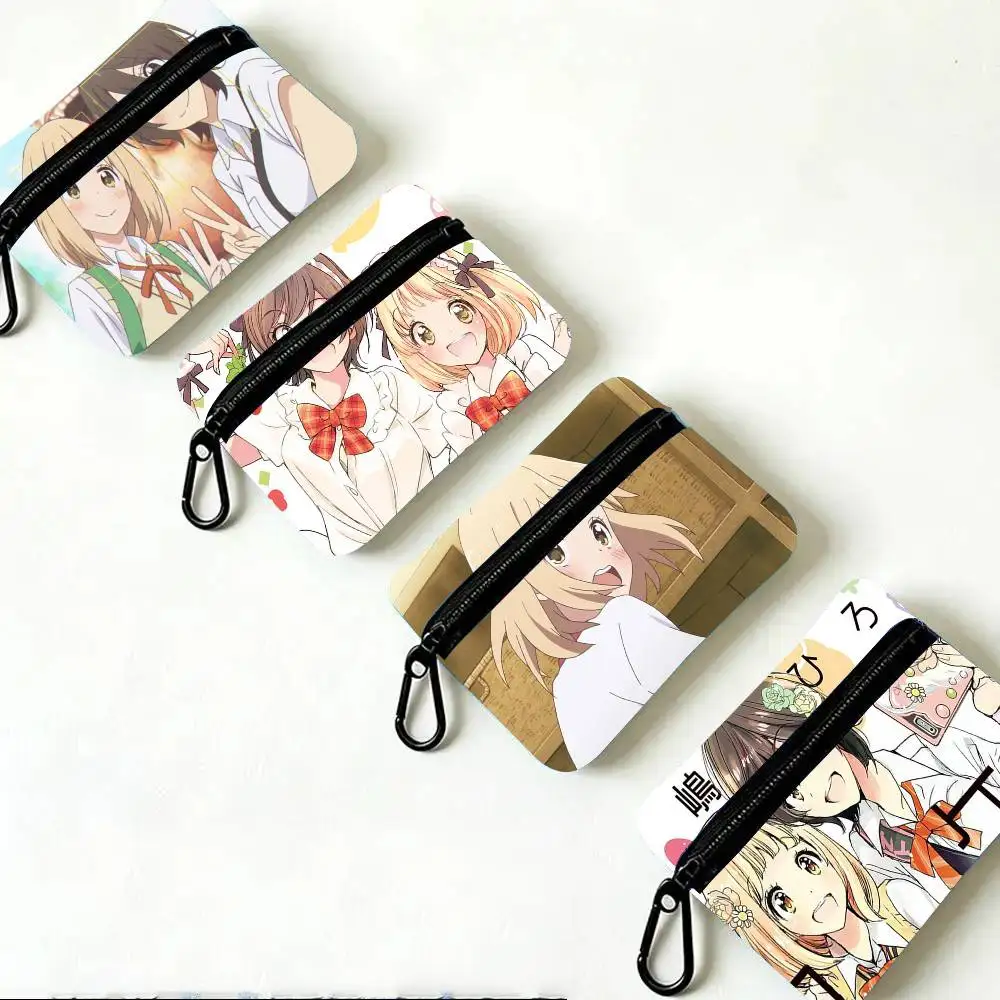Kase-san And Morning G-Glories Anime Oxford Fabric Wallet With Zipper Hanging Multifunctional Bag For Credit Cards Keys Coins