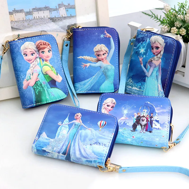 Disney Anime Gefrorene Geldbörse Kawaii Elsa Karte Halter Cartoon Prinzessin Kinder Kurze Handheld Brieftasche Frau Mädchen Geschenke