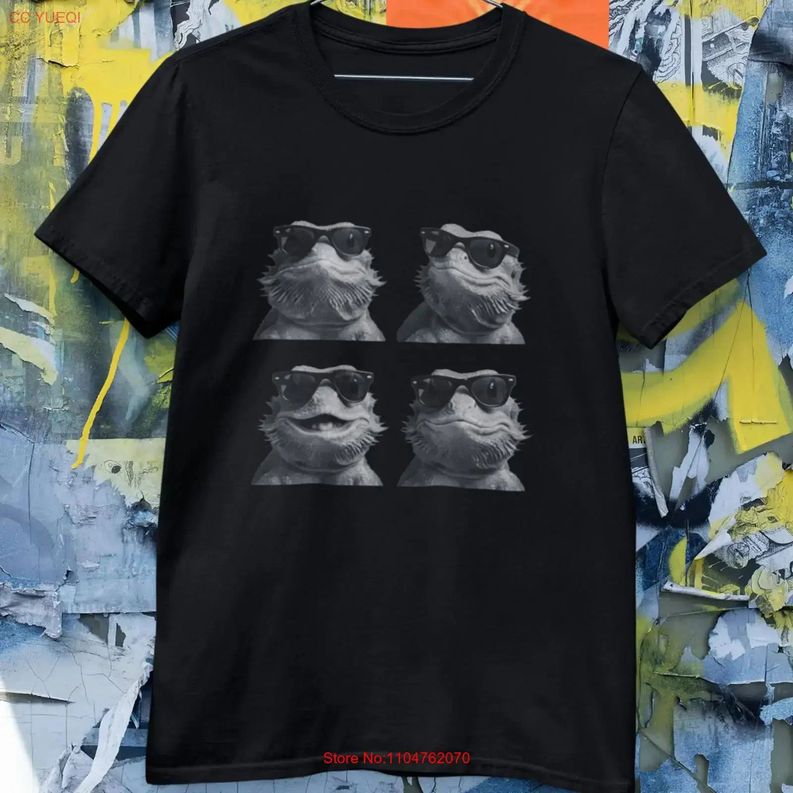 Bearded Dragon Sunglasses T Shirt Lizard Cool Funny long or short sleeves vintage Washed fashion homme Breathable Versatile
