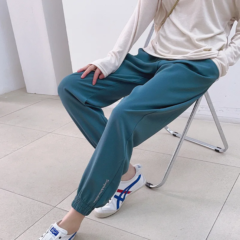 2022 New Maternity Casual Trousers Thin spring summer loose belly lift pants Plus size pregnancy clothes outer wear