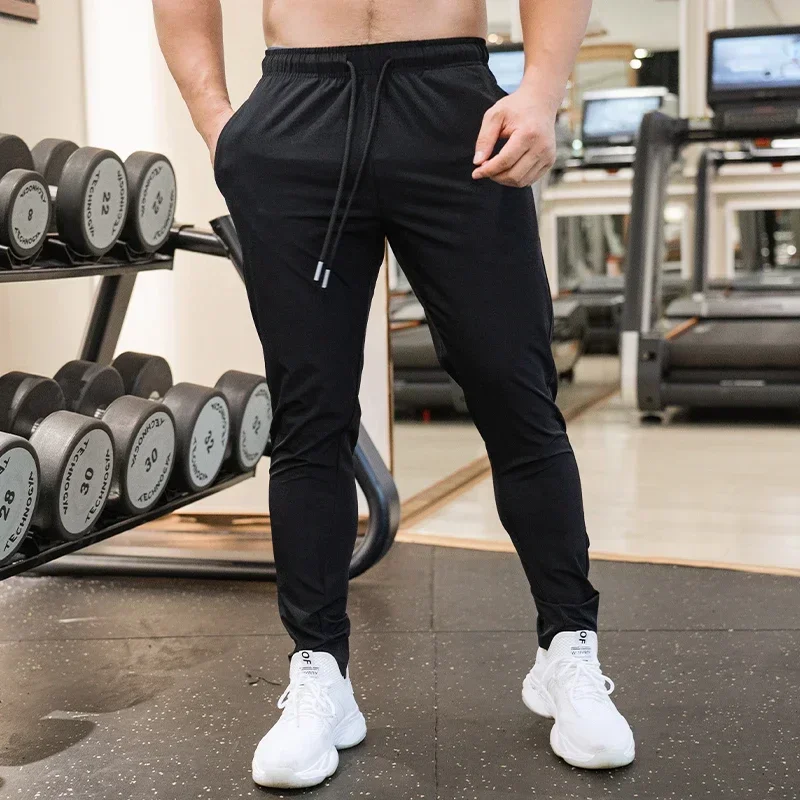 Ice Silk Sweatpants Men's Summer Ultra-thin Cooling Dry Fit Sports Pants Running Breathable Trousers Casual Fitness Leg