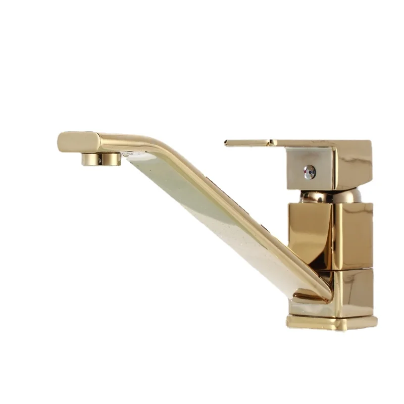 

Bathroom Faucet Gold Single Handle Hot and Cold Mixer Bathroom Basin Faucet