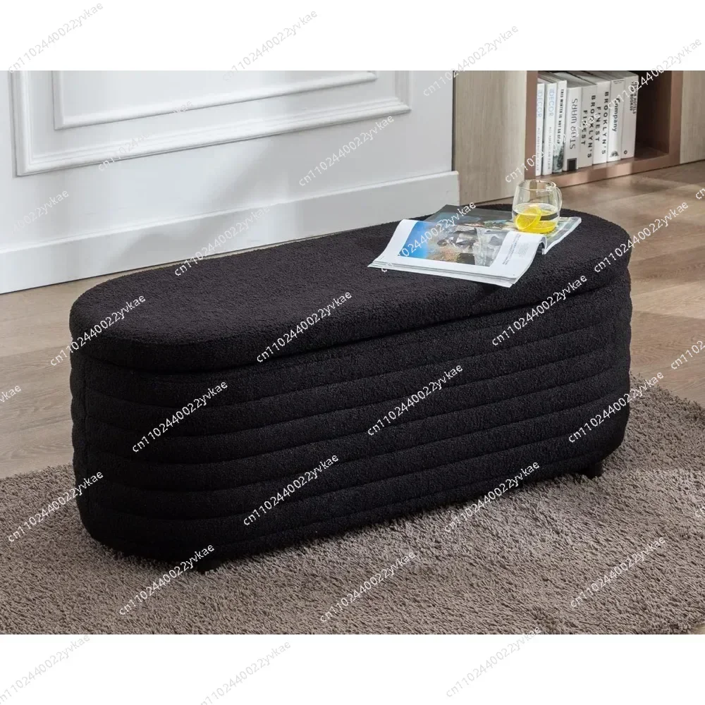 

Nordic Minimalist Storage Bench Upholstered Fabric End of Bed Stool with Hinge Safety for Entryway, Living Room, Bedroom
