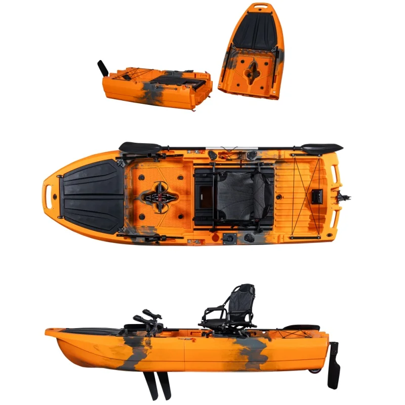 2025 New Trend 2pcs Motorized Kayak Modular Kayak Removable Fin Kayak with Large Fish Storage and Sea Fishing Wheel