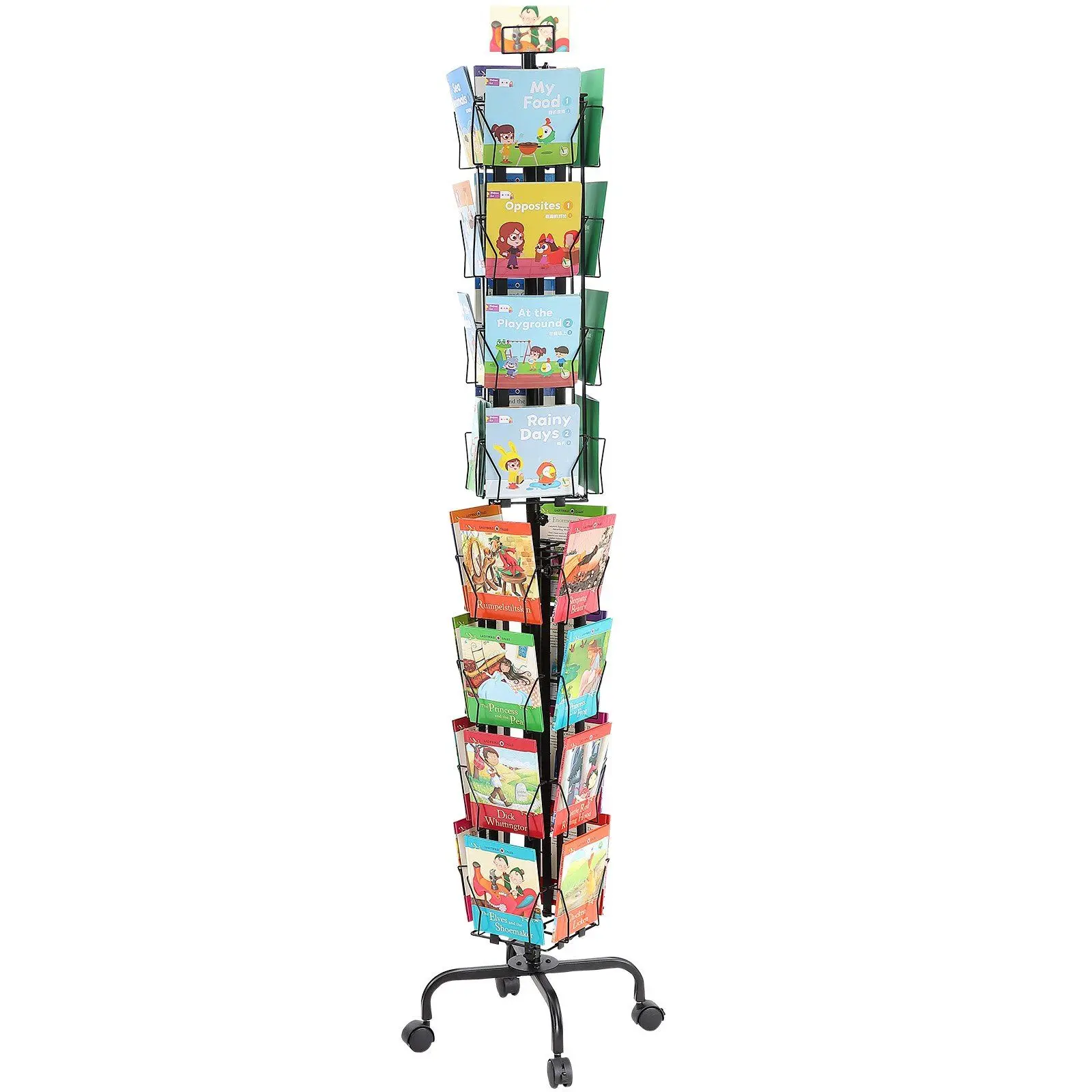 

Greeting Cards Display Rack, 32 Pockets Rotating Postcard Brochure Display Stand, 360° Spinning Card Display Rack with Sig