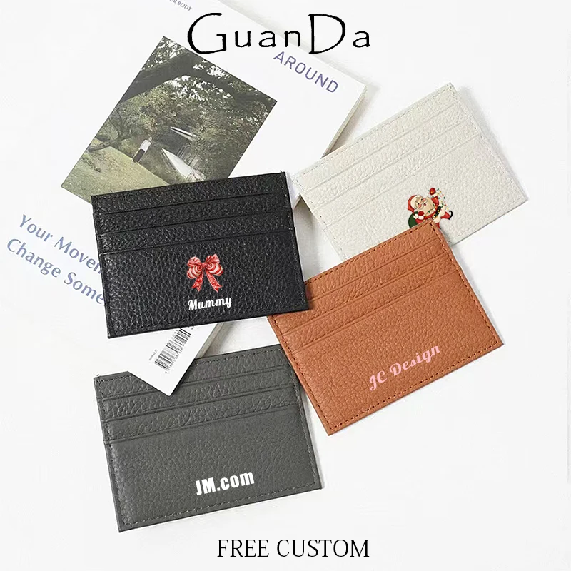 

Тонкий держатель для карт на заказ, натуральная кожа, кошелек для фотокарточек «сделай сам», женский и мужской деловой роскошный кошелек для монет, сумка для карт, милый подарок