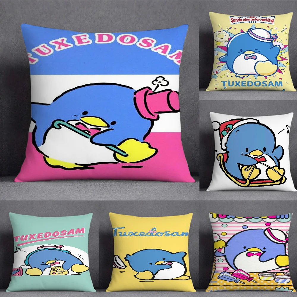 

Sanrio Cartoon T-TUXEDOSAM Pillow Case Square Double-Sided Printing Short Plush Sofa Cushion Cover Bedroom Bedside Pillow