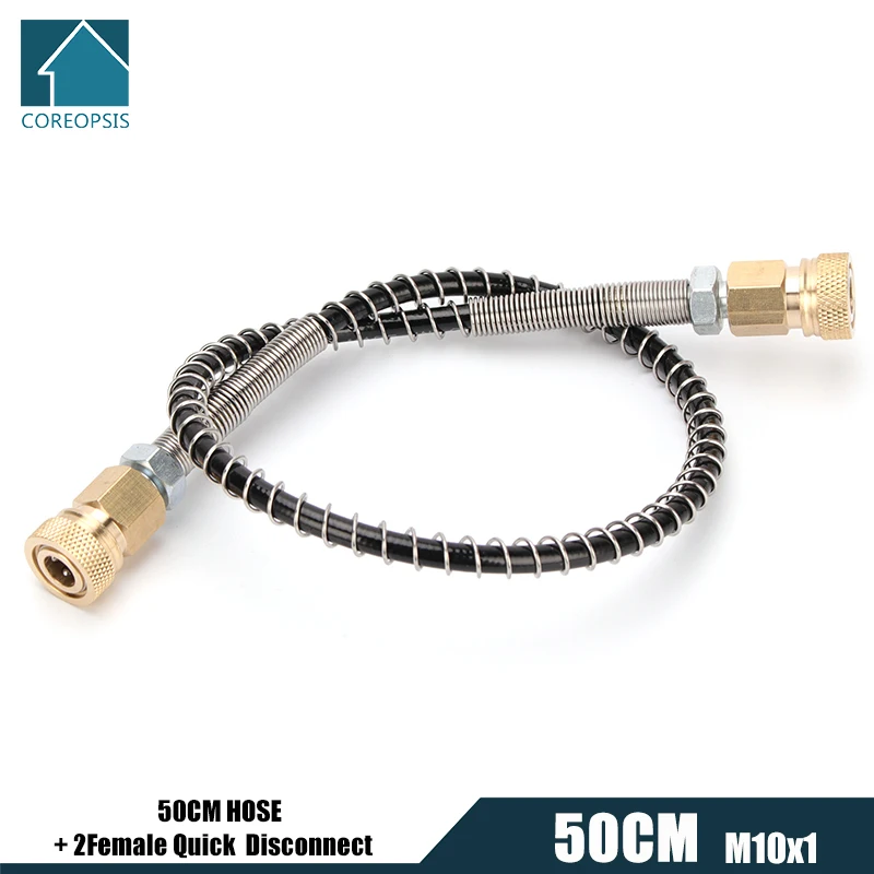 

50cm High-Pressure Nylon Hose with M10x1 Thread Quick Connect Couplings PCP Pneumatics Air Refilling with Spring Wrapped 40Mpa