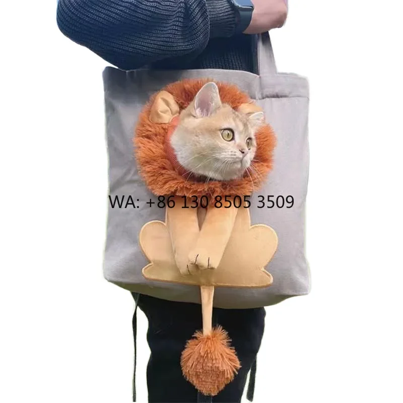 Fashionable Animal Pattern Cat Small Dog Pet Carrier Outdoor Convenience Canvas Shoulder Crossbody Backpack Head-Exposing Bag