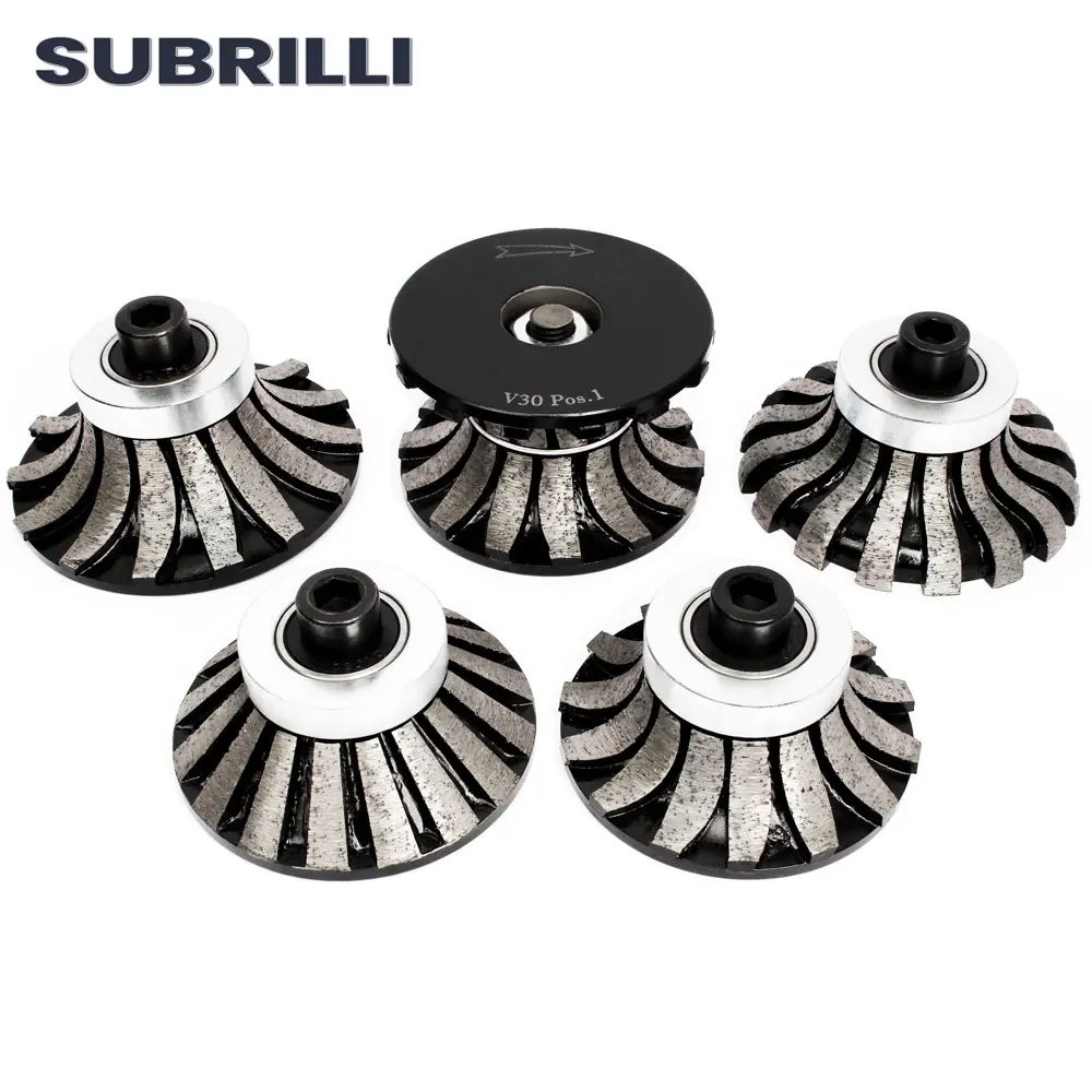 Subrilli e20/f20/o20/a30/v30 perfil de diamante roda moagem roteador bit demi bullnose borda ferramenta corte abrasivo