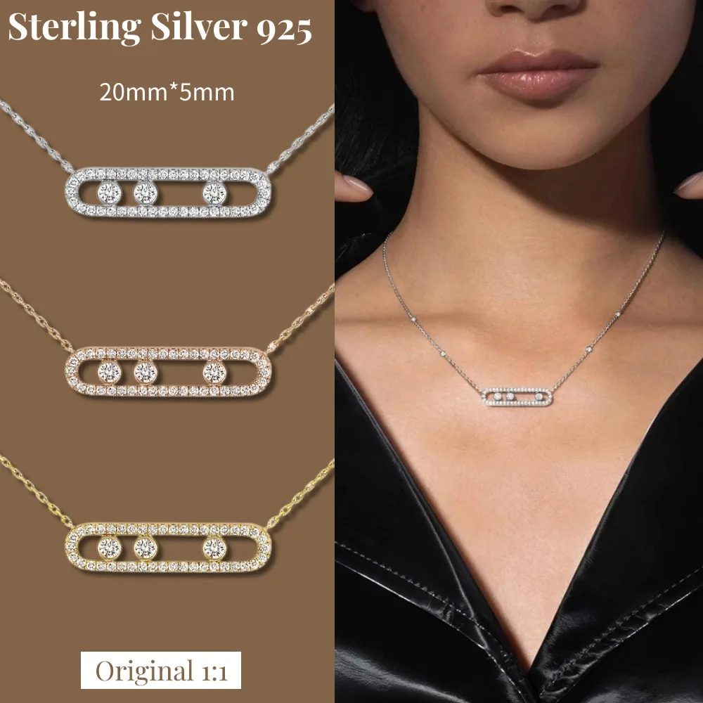 Gleaming original BABY MOVE PAVE Necklace Sterling Silver 925  Luxury woman Jewelry Accessories Engagement Accessory