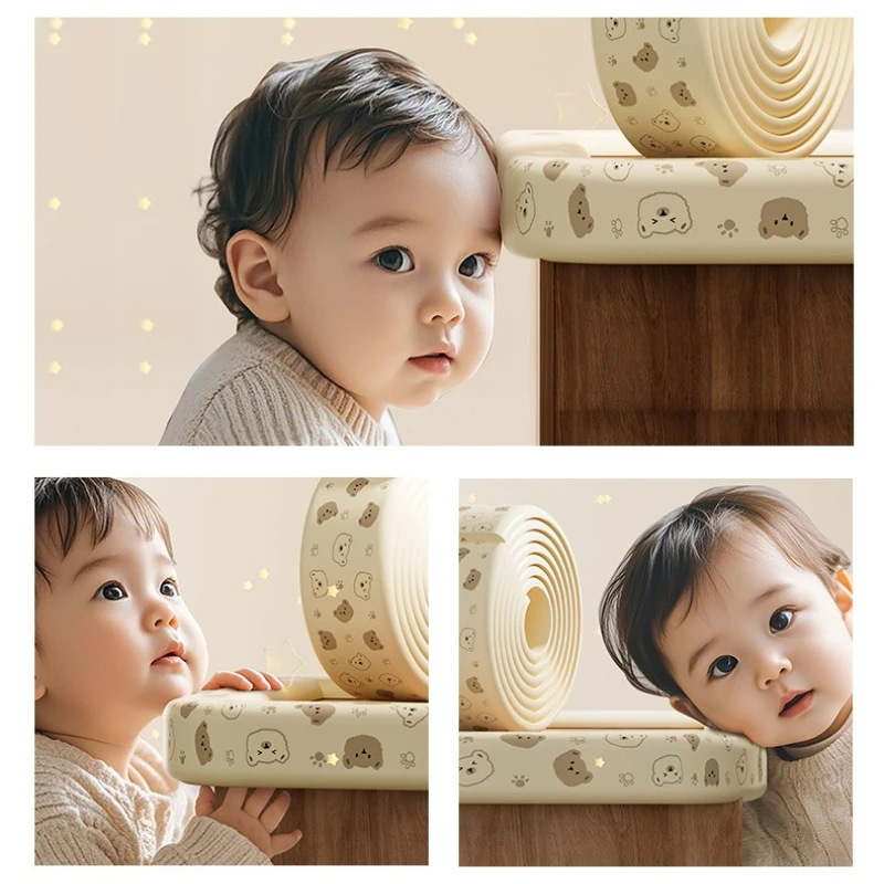 2M Cartoon Bear Pattern Child Table Corner Bumper Strips Foam Furniture Edge Guards Baby Safety Anti-Collision Edge Protector