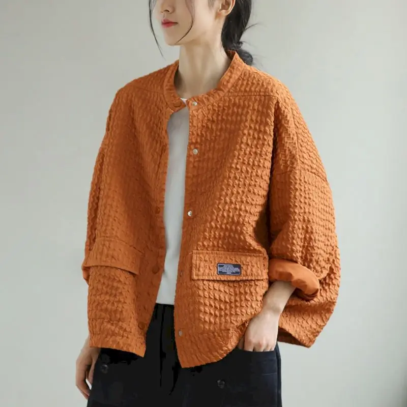 Fashion Design Jackets Women Casual Loose Single Breasted Coats 2024 Spring Autumn Trend O-neck Solid Oversized Jacket Y2k Tops
