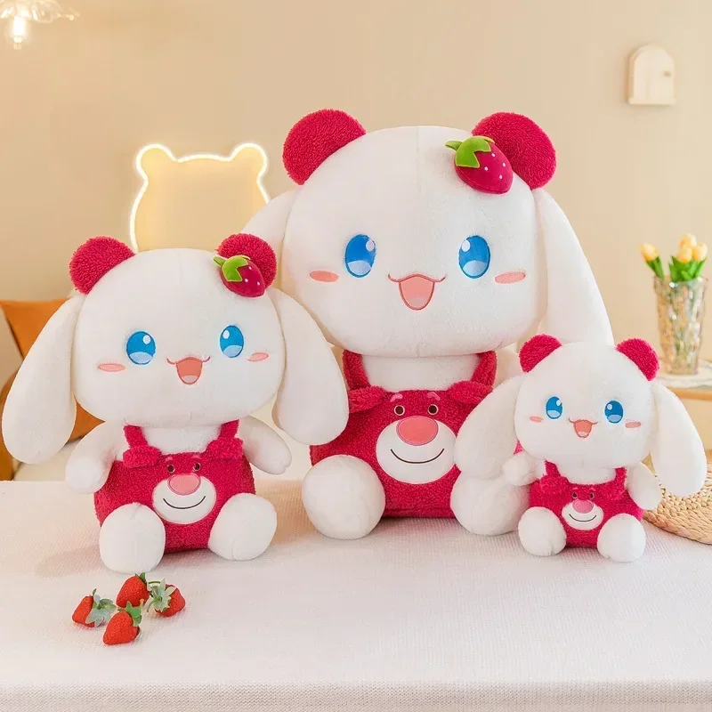 

80cm Large Strawberry Bunny Plush Toy Doll Anime Cartoon Stuffed Doll Children's Toy Comfort Pillow Kids Christmas Gift