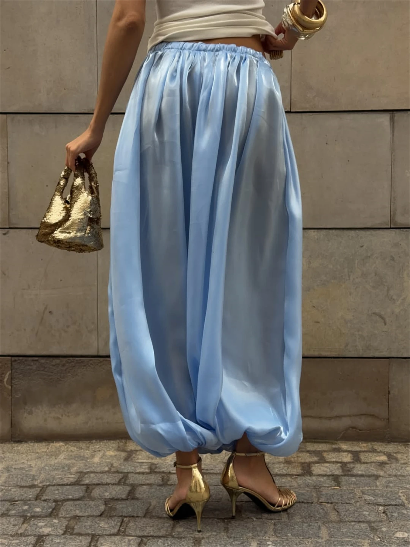 Pantalon long soyeux élégant et luxueux pour femme Tsiisd Fashion, idéal pour le bureau, les soirées, les mariages et les galas – Nouvelle collection 2026