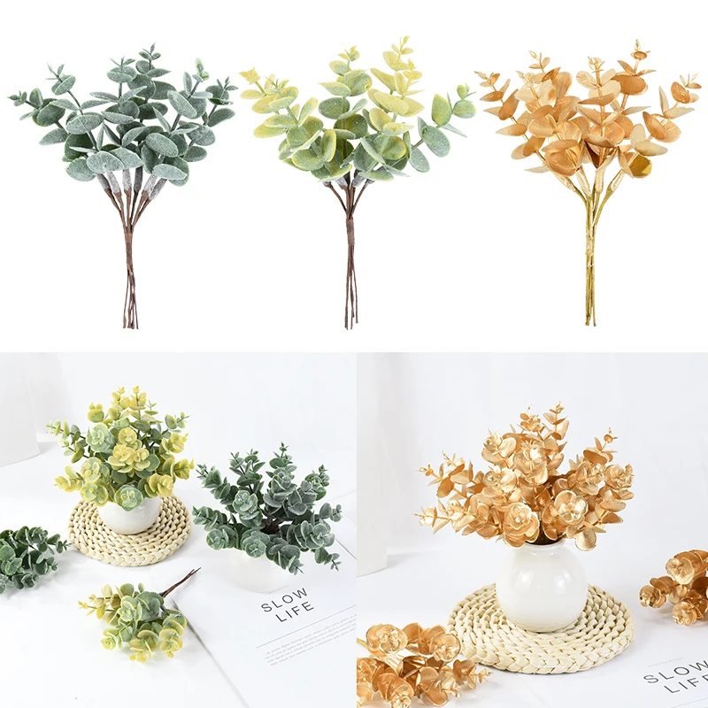 

1bunch Artificial Plants Eucalyptus Leaf Vine Christmas Decor Vase for Home Wedding Garden Rose Arch Scrapbooking Fake Flowers