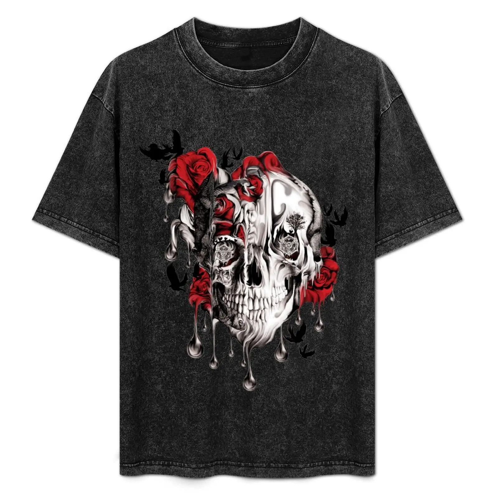 

Melt down, grunge rose skull T-Shirt t shirt man cotton t shirts designer T-Shirt