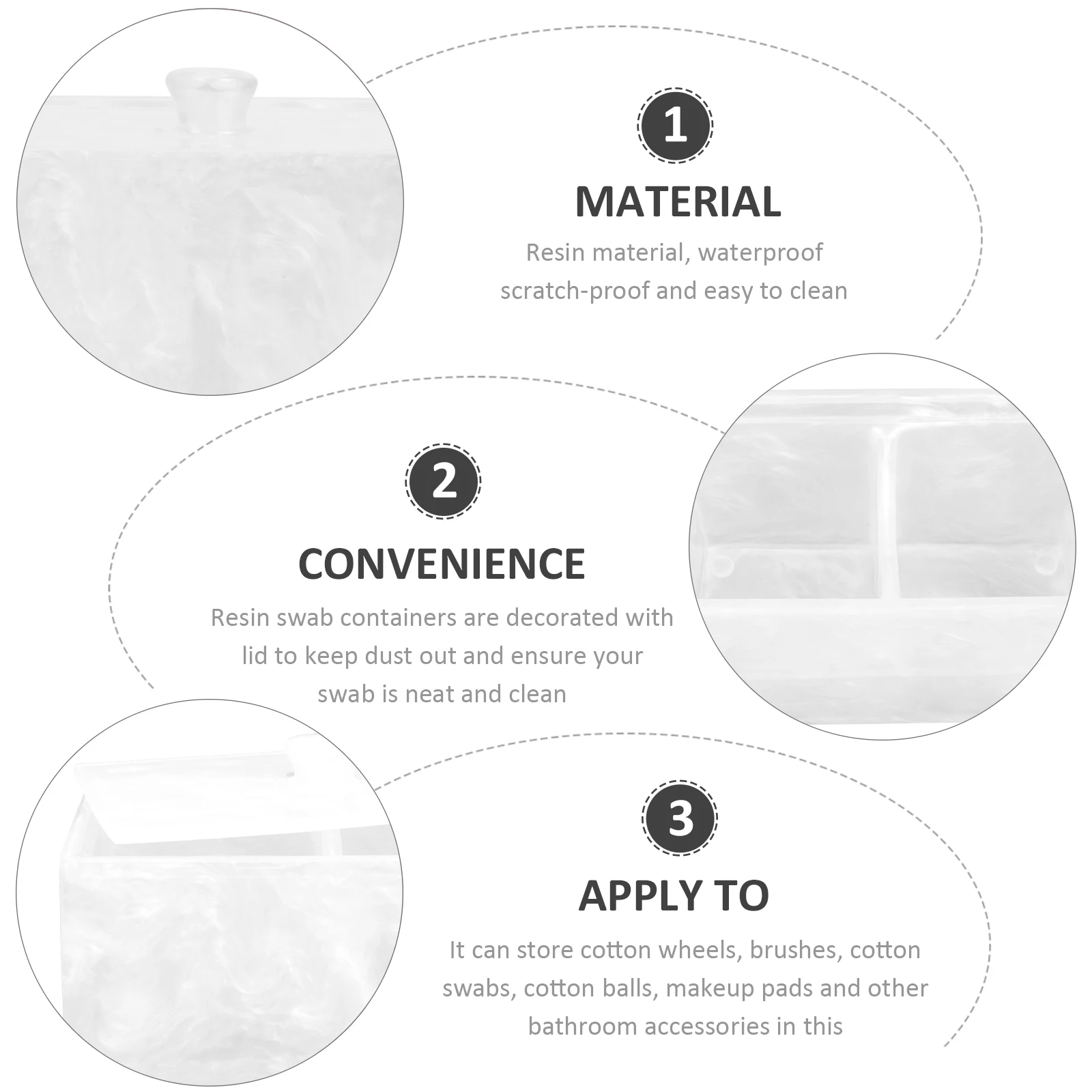 

Storage Box Cotton Pad Organizer Resin Swab Container Protective Lid Detachable Divider Tidy Accessories Easy Clean