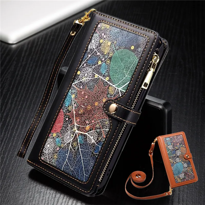 

Long Strap Zipper Purse Phone Case For Google Pixel 8 7 6 6a Pro Smartphone Wallet Flip Cover Designed Leather Shell Wristband