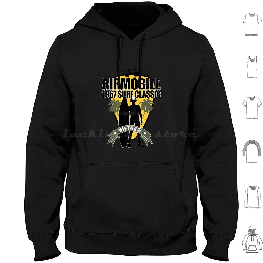Airmobile1967 Surf Classic Vietnam ( Distressed ) Sticker Hoodies Long Sleeve Air Cav Cavalry 1st Division Vietnam War