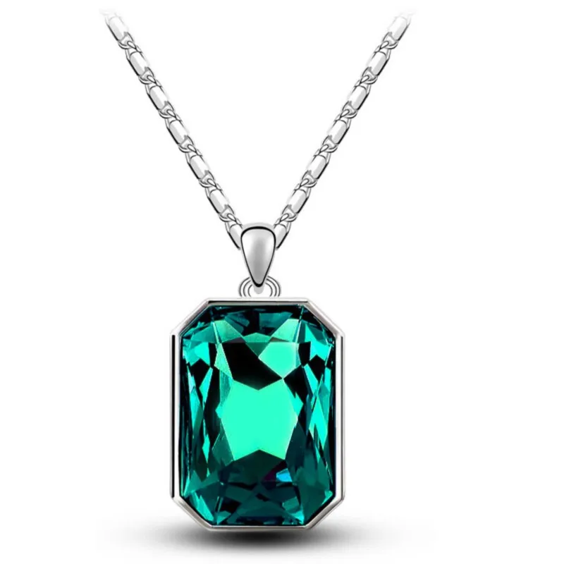 shine crystal square pendant necklace classic fashion jewelry lover gift accessorie dropshipping quality charm women cool simple