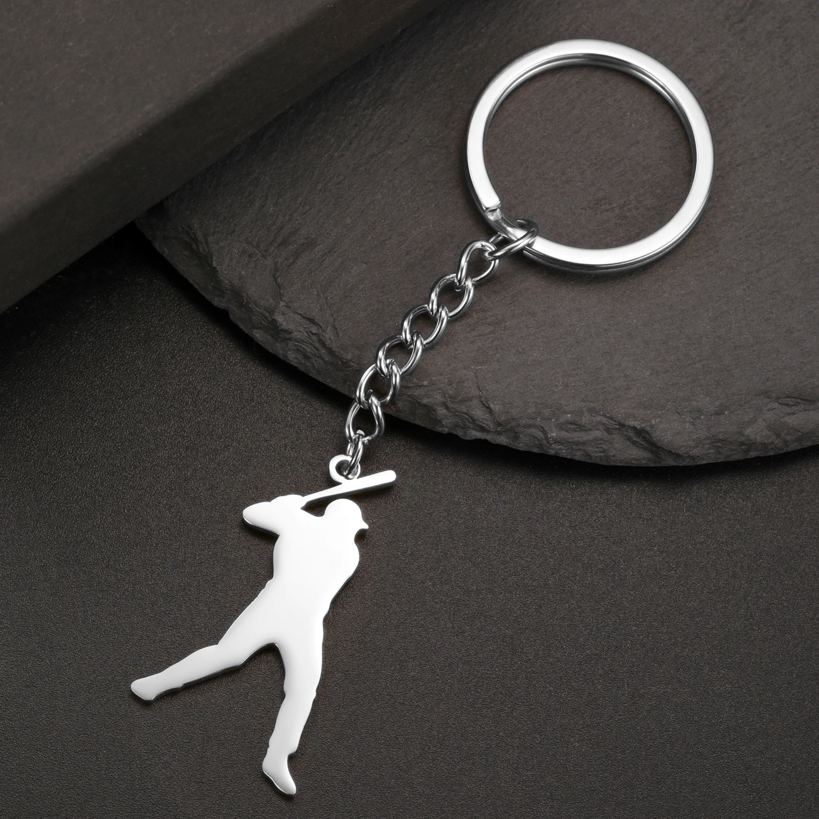 Teamer Sports Kick Man Keychain Stainless Steel Ninja Taekwondo Baseball Keyring for Men Women Bag Car Accessories Waterproof