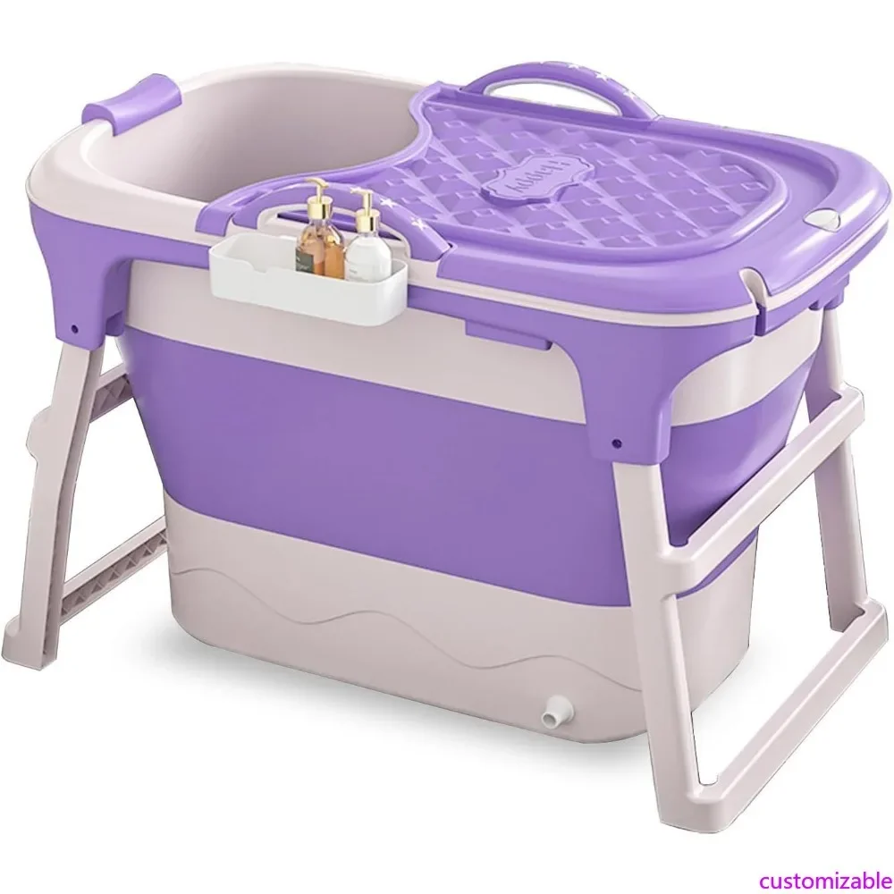 

Portable Foldable Bathtub with Ergonomic Seat, Massage Roller, and Freestanding Surround for Small Spaces