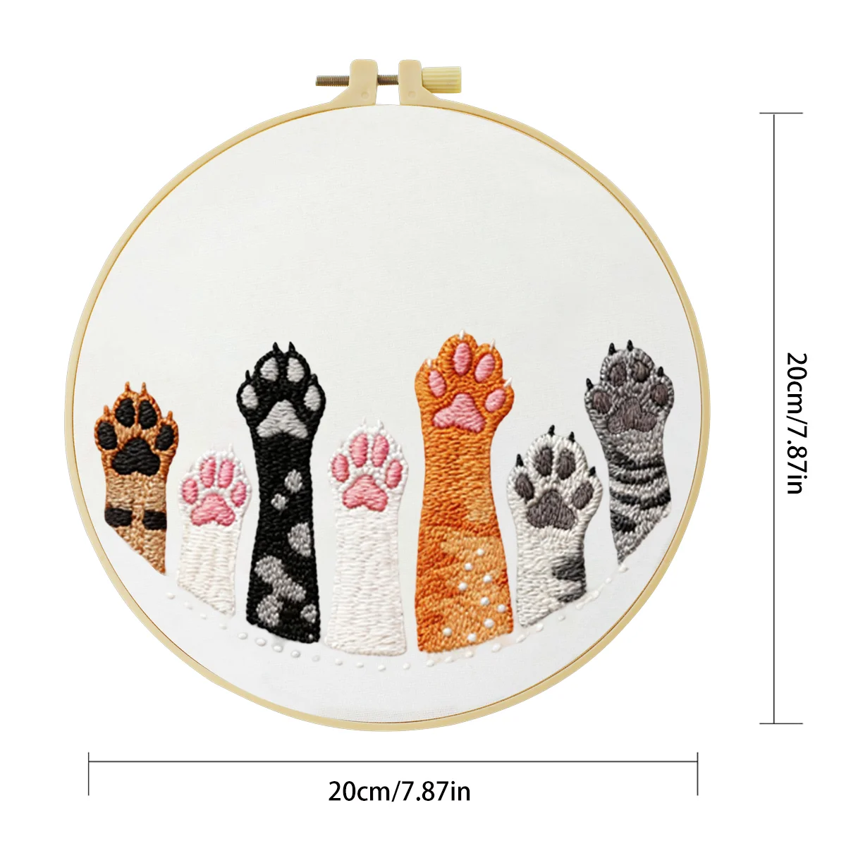 1 Stück 20X20CM/15X15CM 7,87/6,3 Zoll Katzen-Stickerei-Starter-Kit DIY-Kit DIY-Stickerei-Set Handarbeiten Nähkunst Heimdekoration – Detail 3