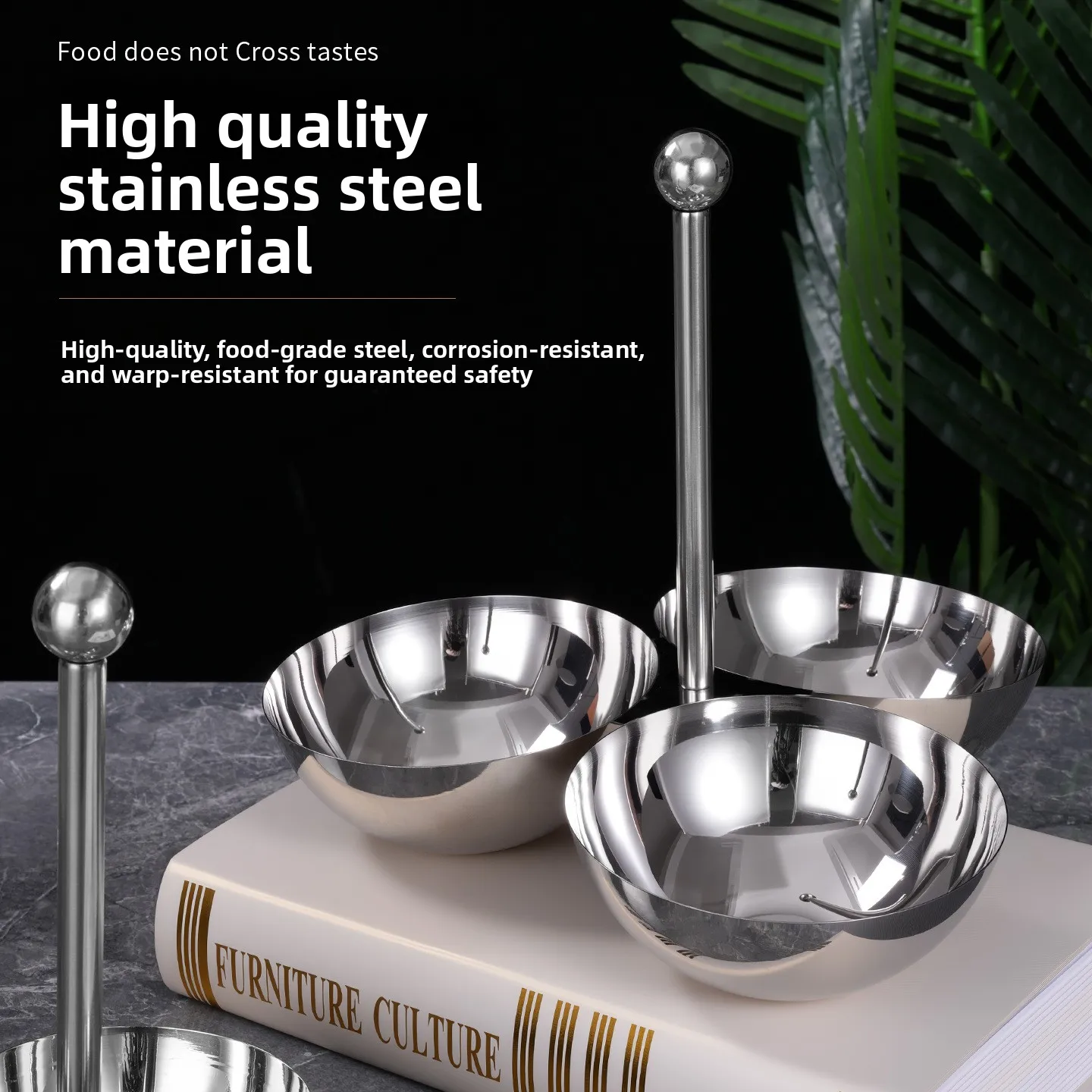 Stainless Steel 3-Compartment Snack Serving Tray for Restaurant Bar KTV Party Use