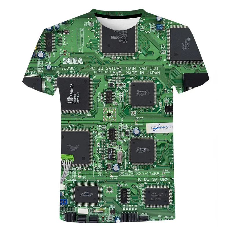 3D Printed Circuit Board Graphic T Shirt for Men Summer Casual T-shirt Casual Electronic Chip Creative Tee Shirts Women Gym Tops